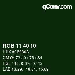 Color code: RGB 11 40 10 | qconv.com