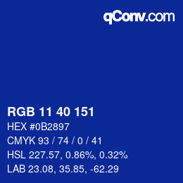 Color code: RGB 11 40 151 | qconv.com