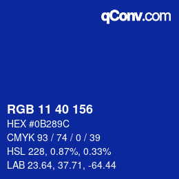 Color code: RGB 11 40 156 | qconv.com