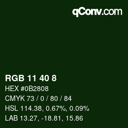 Color code: RGB 11 40 8 | qconv.com