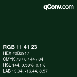 Color code: RGB 11 41 23 | qconv.com