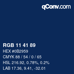Color code: RGB 11 41 89 | qconv.com