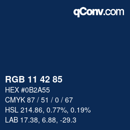 Color code: RGB 11 42 85 | qconv.com