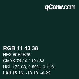 カラーコード: RGB 11 43 38 | qconv.com