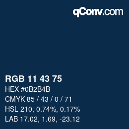 カラーコード: RGB 11 43 75 | qconv.com