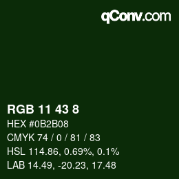 颜色代码: RGB 11 43 8 | qconv.com