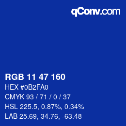 Color code: RGB 11 47 160 | qconv.com