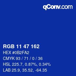 Color code: RGB 11 47 162 | qconv.com