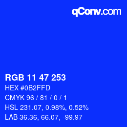 Color code: RGB 11 47 253 | qconv.com