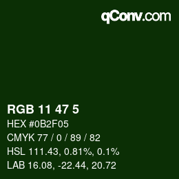 Color code: RGB 11 47 5 | qconv.com