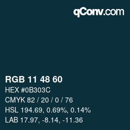 Color code: RGB 11 48 60 | qconv.com