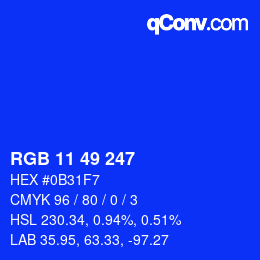 Color code: RGB 11 49 247 | qconv.com