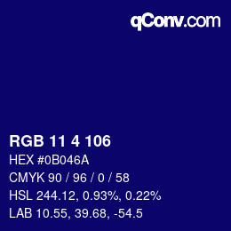 Color code: RGB 11 4 106 | qconv.com