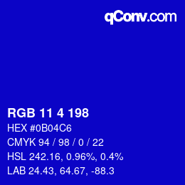 Color code: RGB 11 4 198 | qconv.com