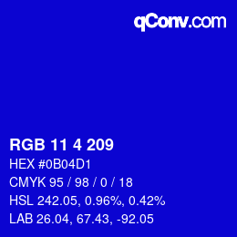 Color code: RGB 11 4 209 | qconv.com