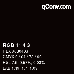 Code couleur: RGB 11 4 3 | qconv.com
