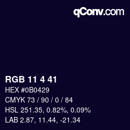 Color code: RGB 11 4 41 | qconv.com