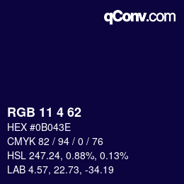 Color code: RGB 11 4 62 | qconv.com