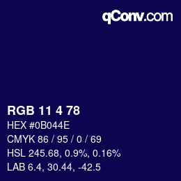 Color code: RGB 11 4 78 | qconv.com