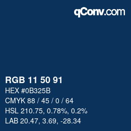 Farbcode: RGB 11 50 91 | qconv.com