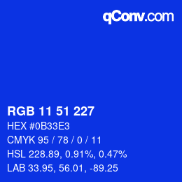 Color code: RGB 11 51 227 | qconv.com