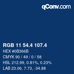 カラーコード: RGB 11 54.4 107.4 | qconv.com