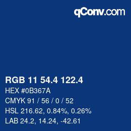 カラーコード: RGB 11 54.4 122.4 | qconv.com