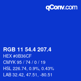 カラーコード: RGB 11 54.4 207.4 | qconv.com