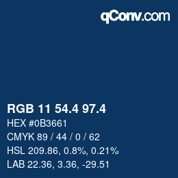 カラーコード: RGB 11 54.4 97.4 | qconv.com
