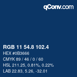 カラーコード: RGB 11 54.8 102.4 | qconv.com