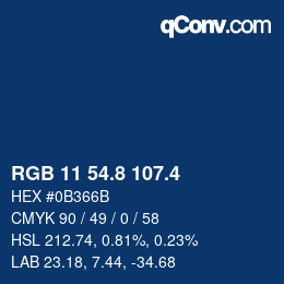 カラーコード: RGB 11 54.8 107.4 | qconv.com