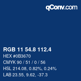カラーコード: RGB 11 54.8 112.4 | qconv.com