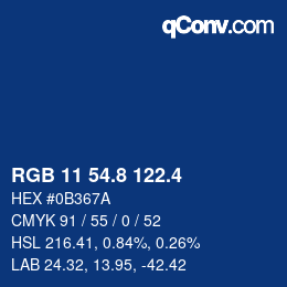 カラーコード: RGB 11 54.8 122.4 | qconv.com