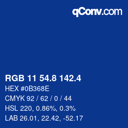 カラーコード: RGB 11 54.8 142.4 | qconv.com