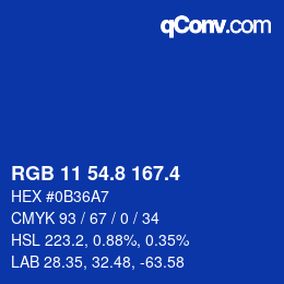 カラーコード: RGB 11 54.8 167.4 | qconv.com