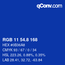 カラーコード: RGB 11 54.8 168 | qconv.com
