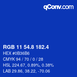 カラーコード: RGB 11 54.8 182.4 | qconv.com