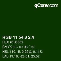 カラーコード: RGB 11 54.8 2.4 | qconv.com