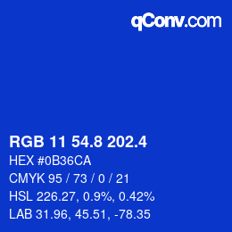 カラーコード: RGB 11 54.8 202.4 | qconv.com