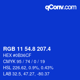 カラーコード: RGB 11 54.8 207.4 | qconv.com