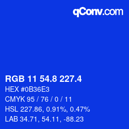 カラーコード: RGB 11 54.8 227.4 | qconv.com
