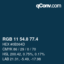 カラーコード: RGB 11 54.8 77.4 | qconv.com