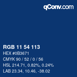 Color code: RGB 11 54 113 | qconv.com