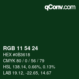 Color code: RGB 11 54 24 | qconv.com