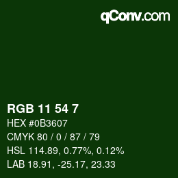 Color code: RGB 11 54 7 | qconv.com