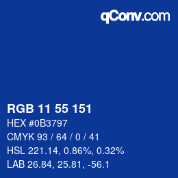 Color code: RGB 11 55 151 | qconv.com