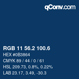カラーコード: RGB 11 56.2 100.6 | qconv.com