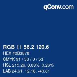 カラーコード: RGB 11 56.2 120.6 | qconv.com