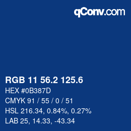 カラーコード: RGB 11 56.2 125.6 | qconv.com