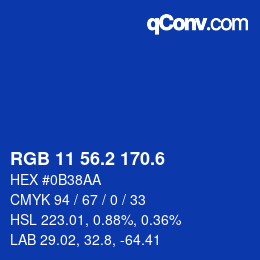 カラーコード: RGB 11 56.2 170.6 | qconv.com
